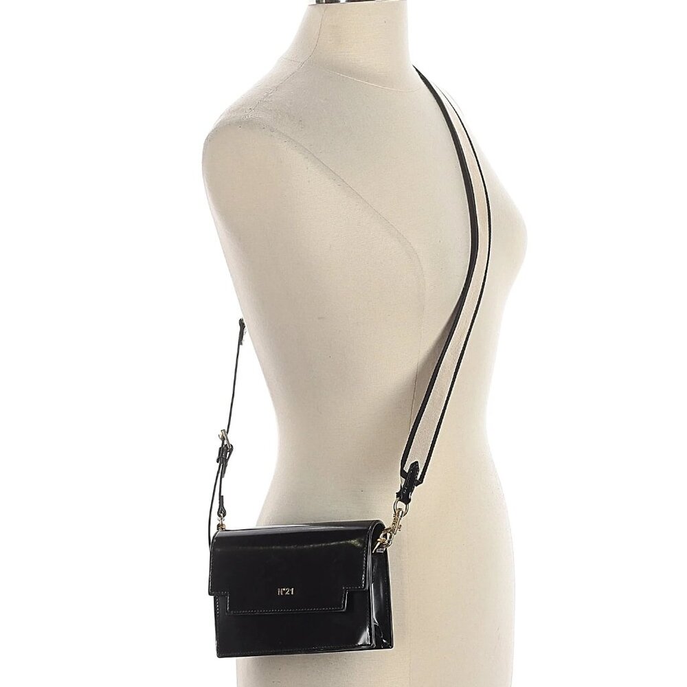 No. 21 Mini Baguette Small Logo Strap Crossbody Webbing Foldover Handbag Purse